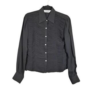 Ravel 100% Silk Shirt Womens Small Black Button Up Long Sleeve Romantic Gothic